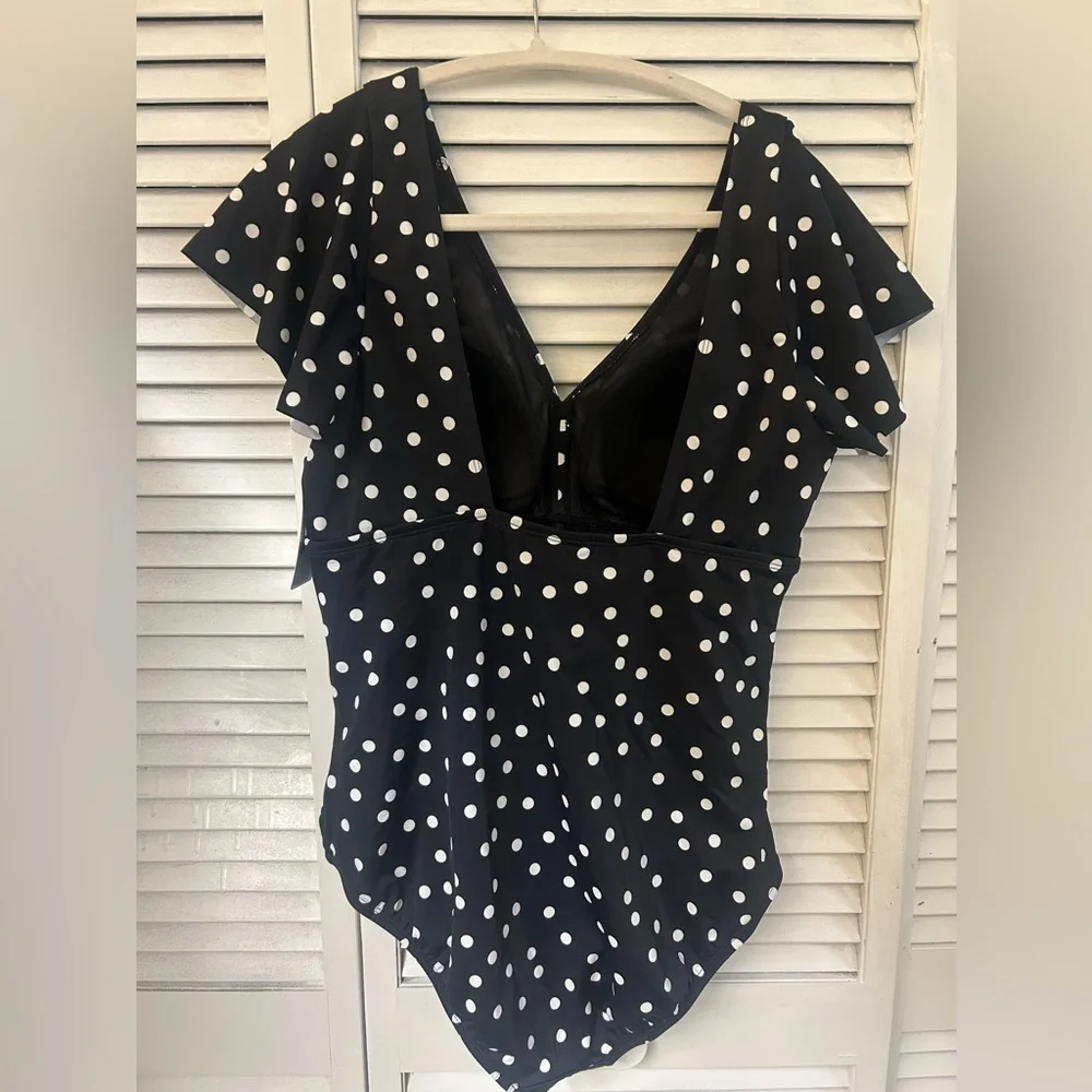 Swim Solutions Polka Dot‎ Swimsuit Size 16